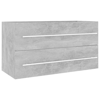 Set Mobili da Bagno 2 pz Grigio Cemento in Legno Multistrato | homemem39