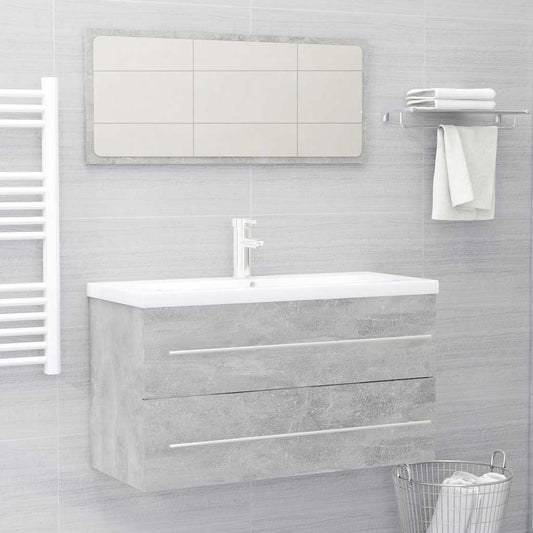 Set Mobili da Bagno 2 pz Grigio Cemento in Legno Multistrato | homemem39