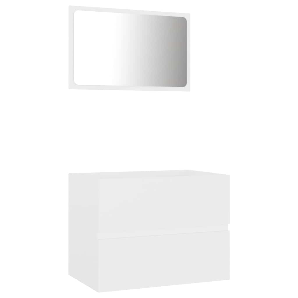 Set Mobili da Bagno 2 pz Bianco in Legno Multistrato | homemem39