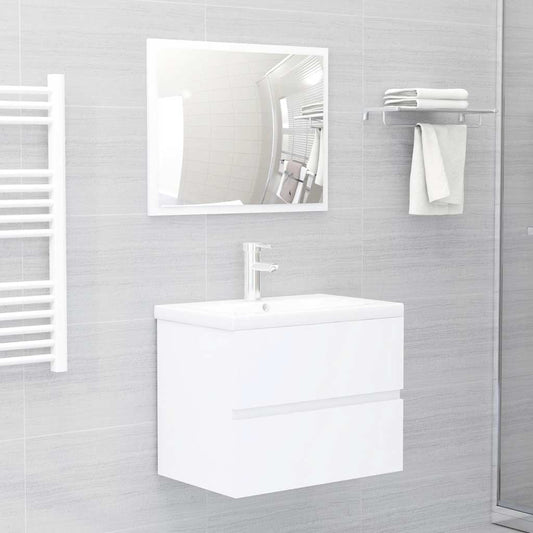 Set Mobili da Bagno 2 pz Bianco in Legno Multistrato | homemem39
