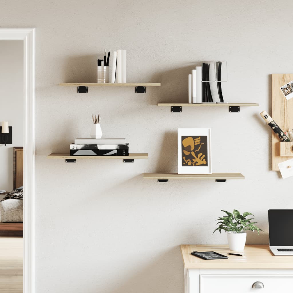 Ripiani per Libreria 4pz Rovere Sonoma 60x30x1,5cm Multistrato