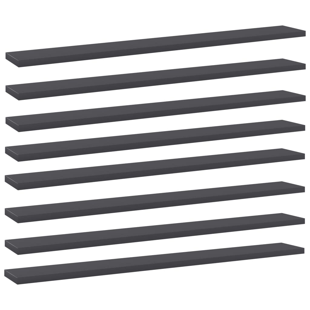 Ripiani per Libreria 8pz Grigi 80x10x1,5cm in Legno Multistrato | homemem39
