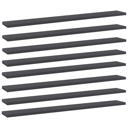 Ripiani per Libreria 8pz Grigi 80x10x1,5cm in Legno Multistrato | homemem39