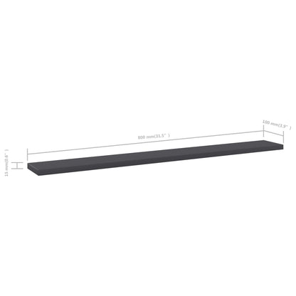 Ripiani per Libreria 8pz Grigi 80x10x1,5cm in Legno Multistrato | homemem39