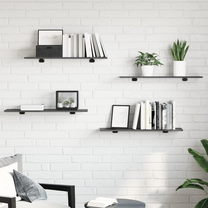 Ripiani per Libreria 8pz Grigio Lucido 80x20x1,5cm Multistrato | homemem39