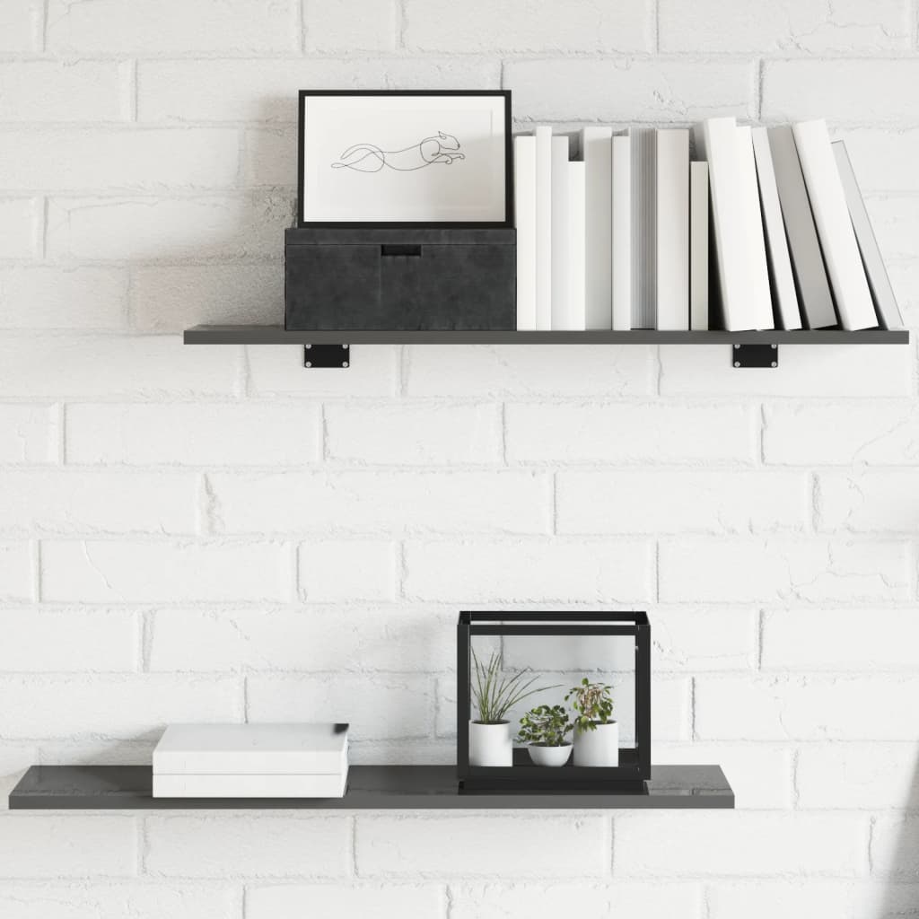 Ripiani per Libreria 8pz Grigio Lucido 80x20x1,5cm Multistrato | homemem39