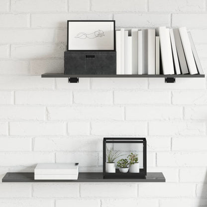 Ripiani per Libreria 8pz Grigio Lucido 80x20x1,5cm Multistrato | homemem39