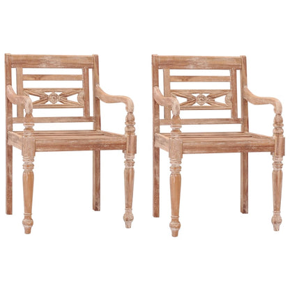 Batavia Chairs 2 pcs Washed White in Solid Teak Wood