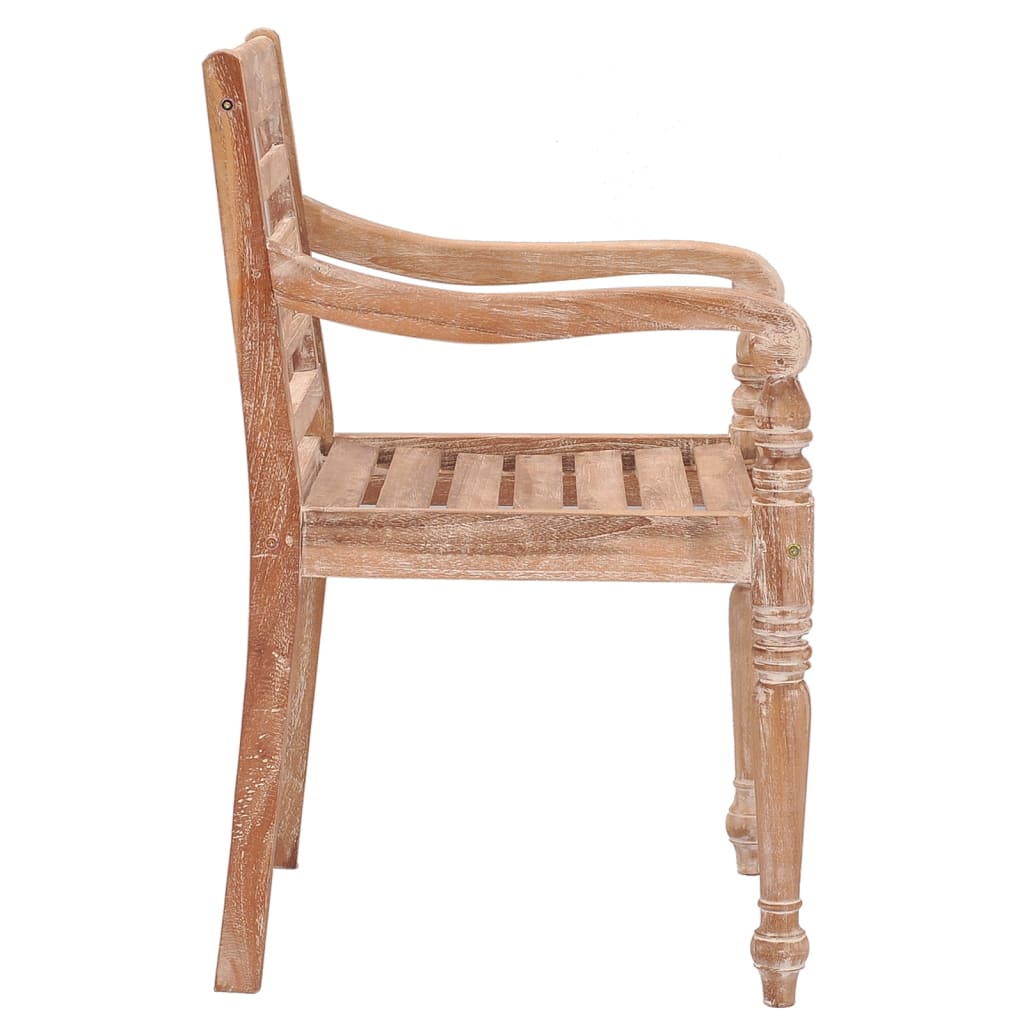 Batavia Chairs 2 pcs Washed White in Solid Teak Wood