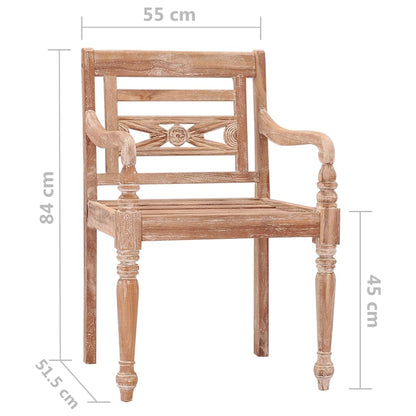 Batavia Chairs 2 pcs Washed White in Solid Teak Wood