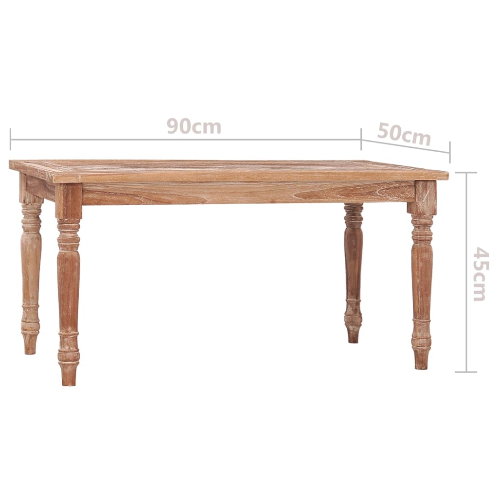 Tavolino Batavia 90x50x45cm Bianco Slavato in Massello di Teak - homemem39