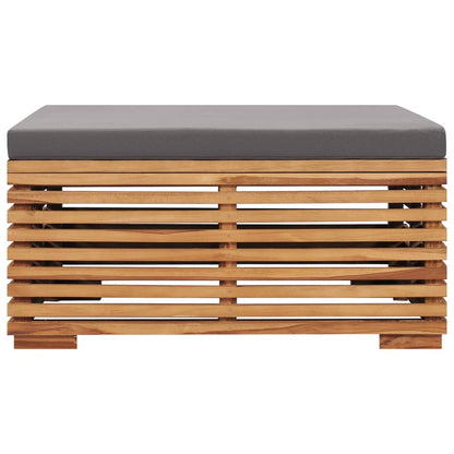 Set Tavolino Poggiapiedi Giardino Cuscino Grigio Scuro in Teak | homemem39