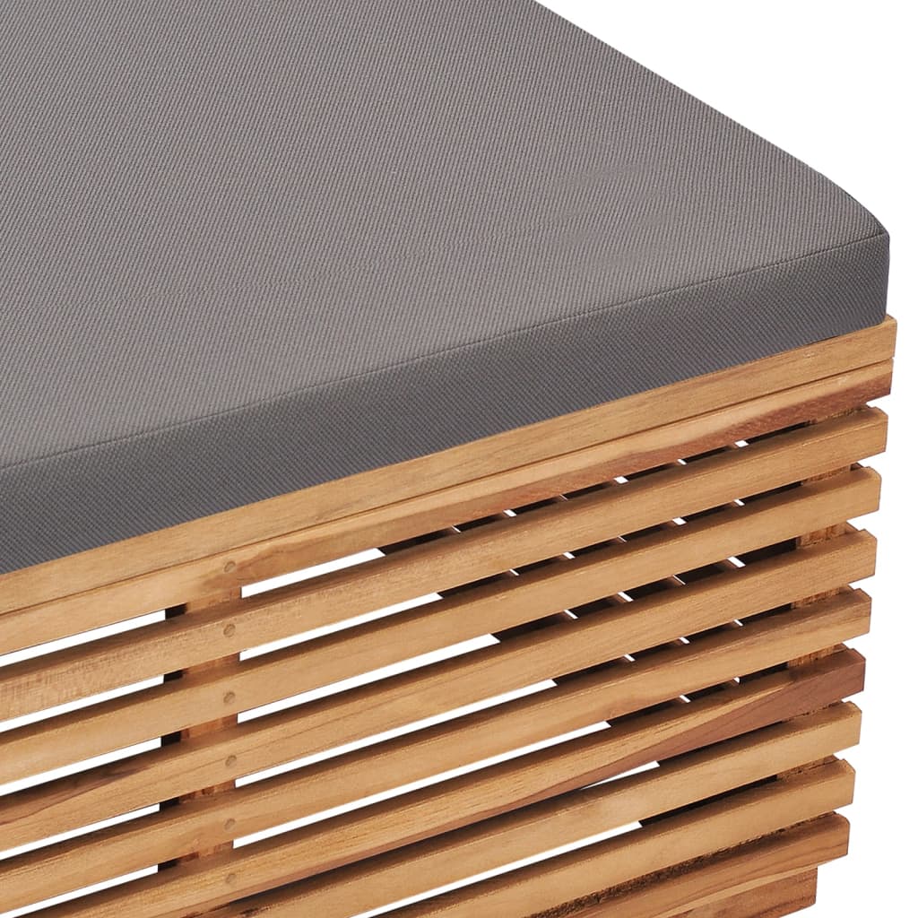 Set Tavolino Poggiapiedi Giardino Cuscino Grigio Scuro in Teak | homemem39