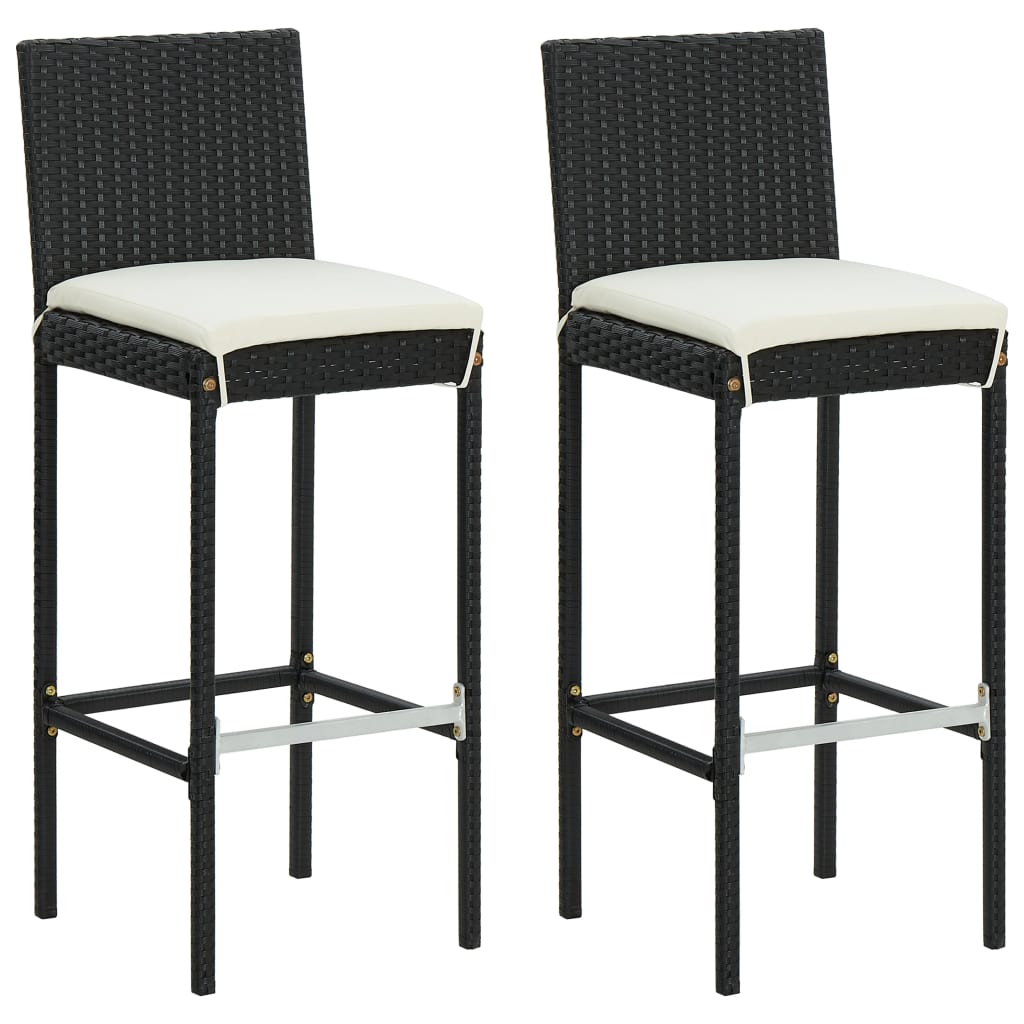 Set Bar da Giardino 3 pz con Cuscini Polyrattan Nero | homemem39