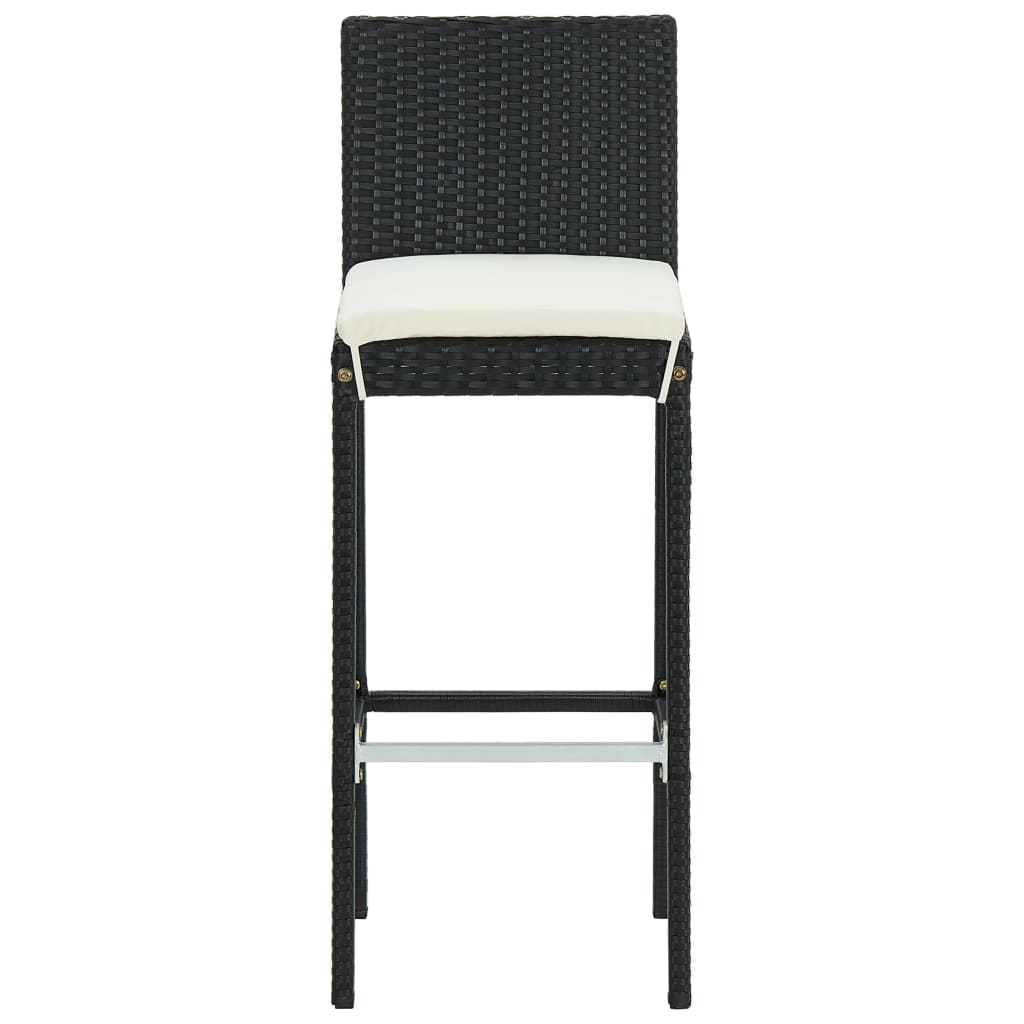 Set Bar da Giardino 3 pz con Cuscini Polyrattan Nero | homemem39