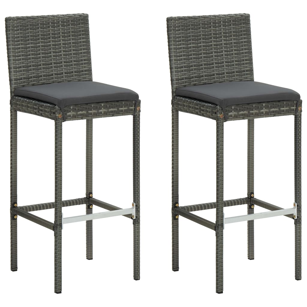 Set Bar da Giardino 3 pz con Cuscini in Polyrattan Grigio | homemem39