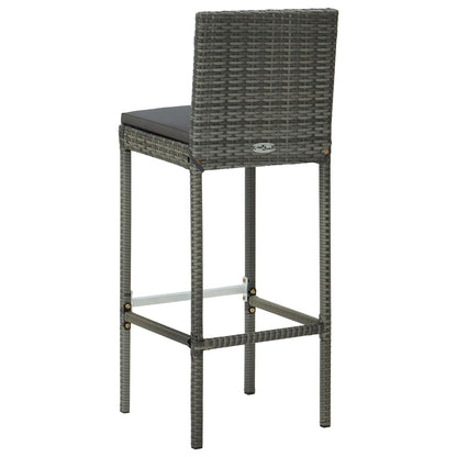 Set Bar da Giardino 3 pz con Cuscini in Polyrattan Grigio | homemem39
