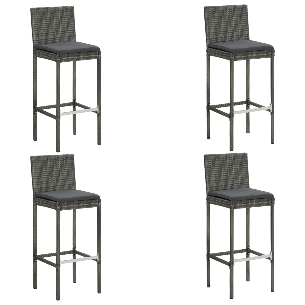 Set da Bar da Giardino 5 pz con Cuscini in Polyrattan Grigio - homemem39