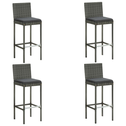 Set da Bar da Giardino 5 pz con Cuscini in Polyrattan Grigio - homemem39