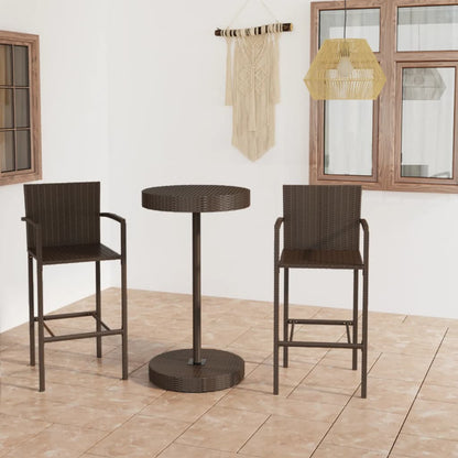 Set Bar da Giardino 3 pz in Polyrattan Marrone - homemem39