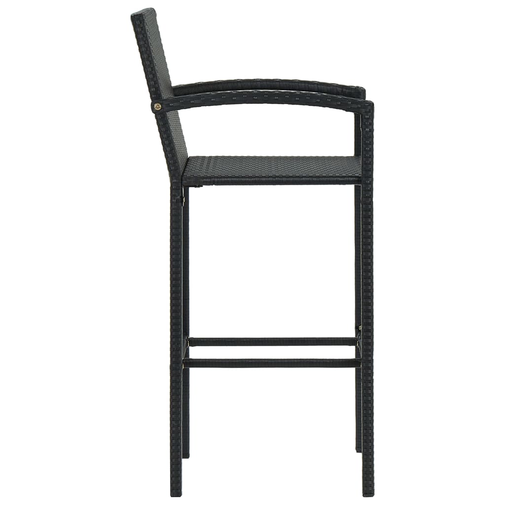 Set Bar da Giardino 3 pz in Polyrattan Nero