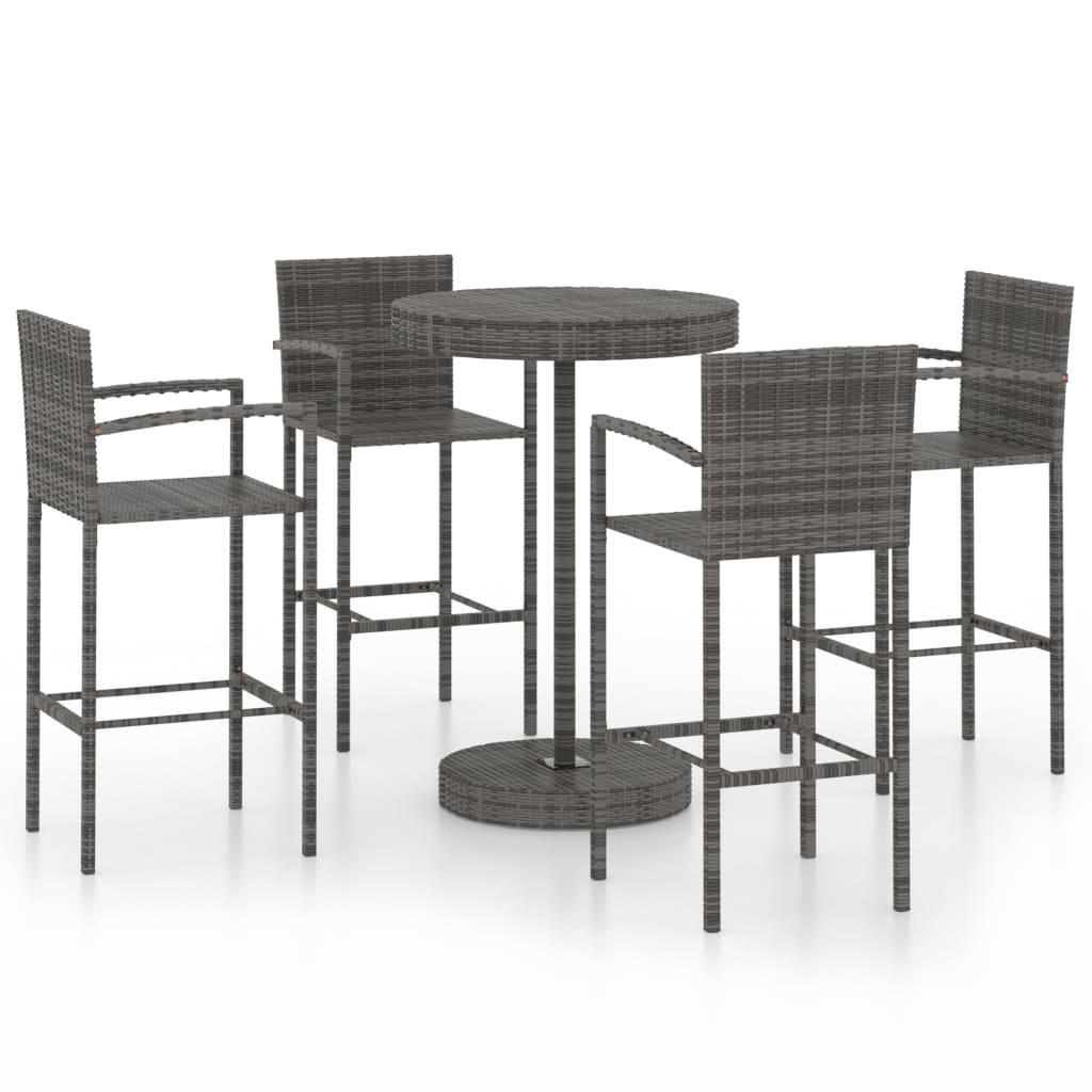 Set da Bar da Giardino 5 pz in Polyrattan Grigio - homemem39