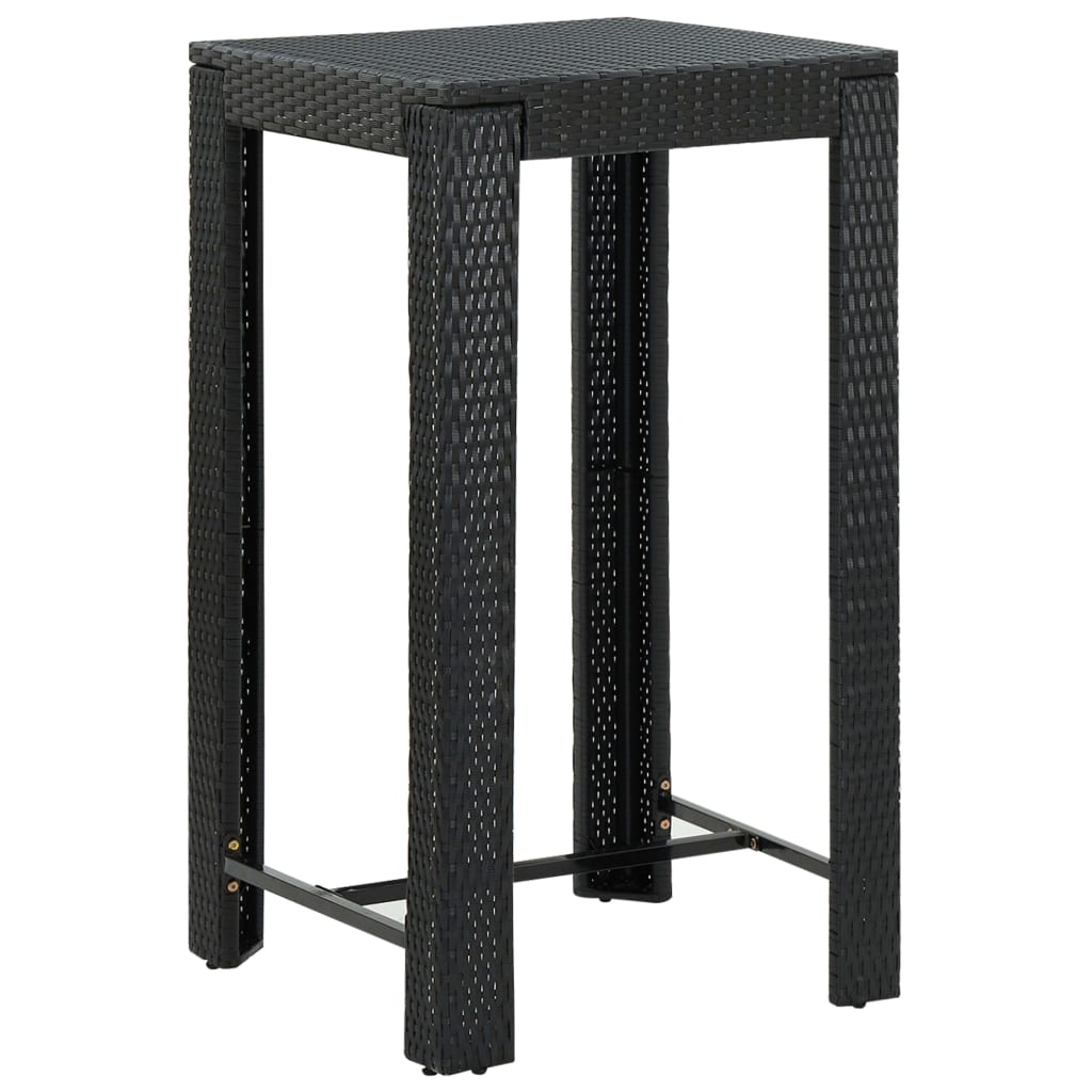 Set Bar da Giardino 3 pz con Cuscini Polyrattan Nero