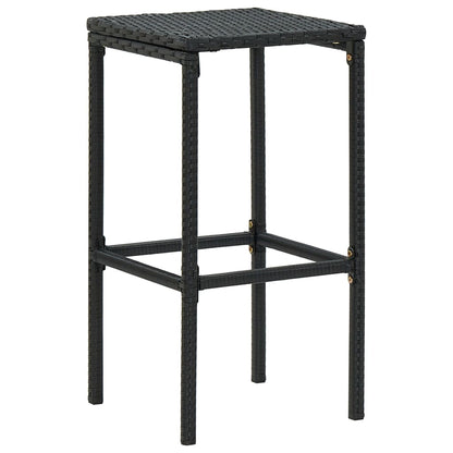 Set Bar da Giardino 3 pz con Cuscini Polyrattan Nero