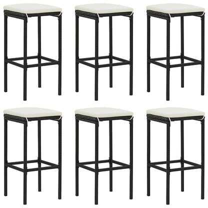 Set Bar da Giardino 7 pz con Cuscini in Polyrattan Nero | homemem39