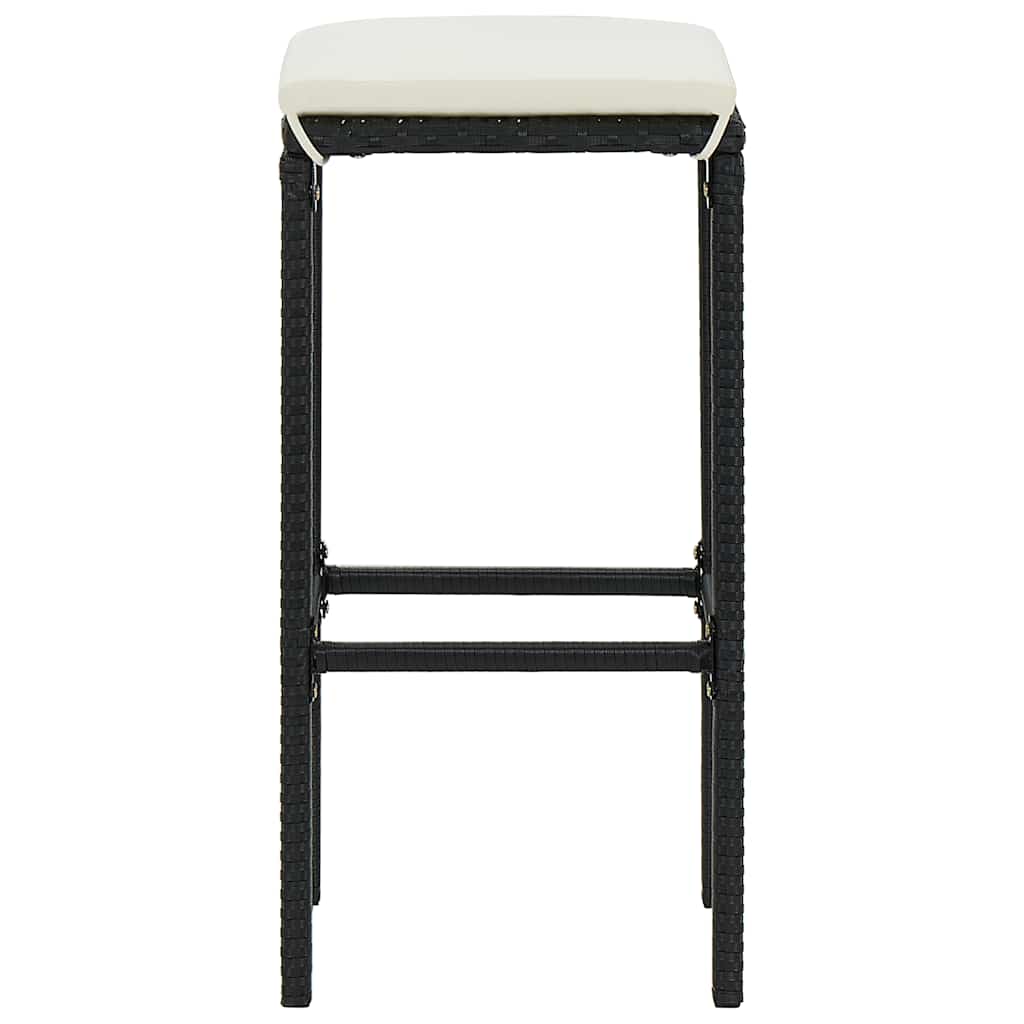 Set Bar da Giardino 7 pz con Cuscini in Polyrattan Nero | homemem39