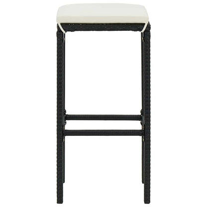 Set Bar da Giardino 7 pz con Cuscini in Polyrattan Nero | homemem39