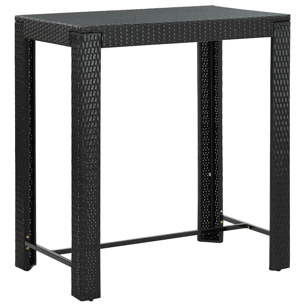 Set Bar da Giardino 7 pz con Cuscini in Polyrattan Nero | homemem39