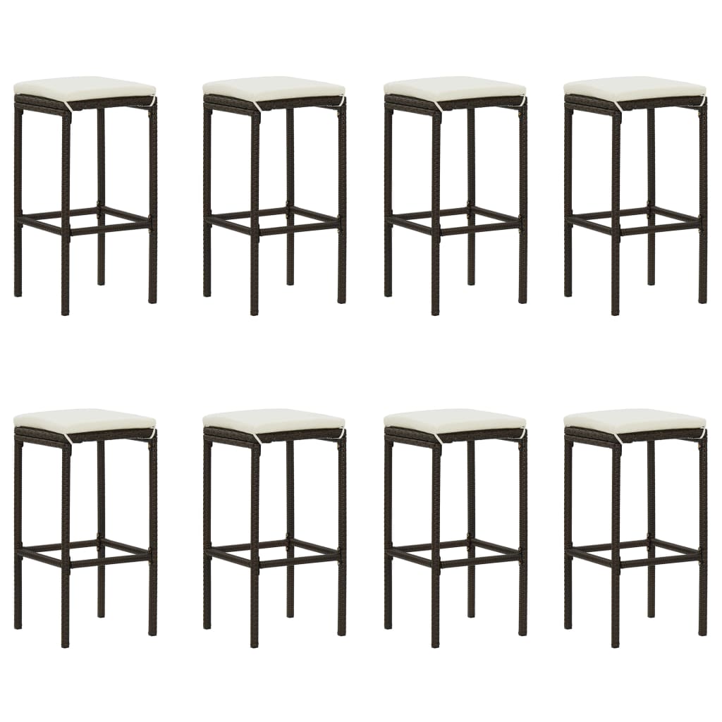 Set da Bar da Giardino 9 pz con Cuscini in Polyrattan Marrone - homemem39
