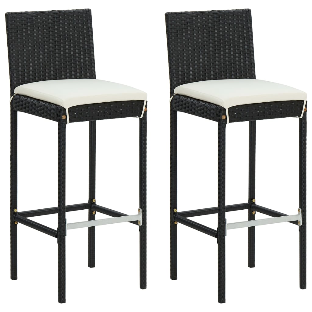 Set Bar da Giardino 3 pz con Cuscini Polyrattan Nero | homemem39