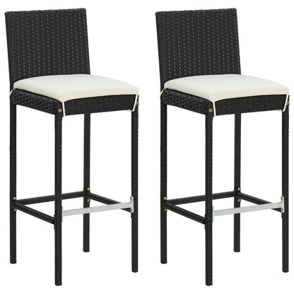 Set Bar da Giardino 3 pz con Cuscini Polyrattan Nero | homemem39