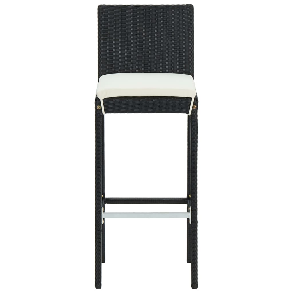 Set Bar da Giardino 3 pz con Cuscini Polyrattan Nero | homemem39