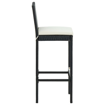 Set Bar da Giardino 3 pz con Cuscini Polyrattan Nero | homemem39