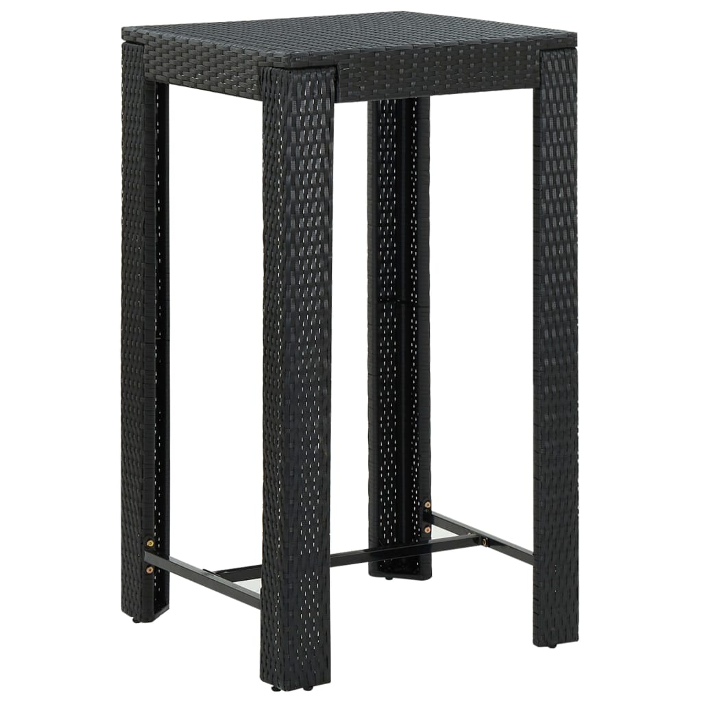 Set Bar da Giardino 3 pz con Cuscini Polyrattan Nero | homemem39