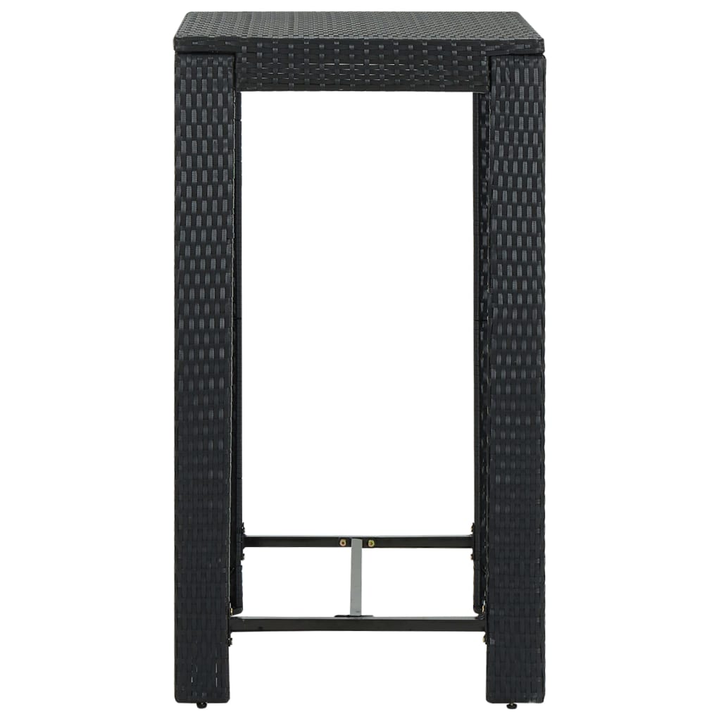 Set Bar da Giardino 3 pz con Cuscini Polyrattan Nero | homemem39