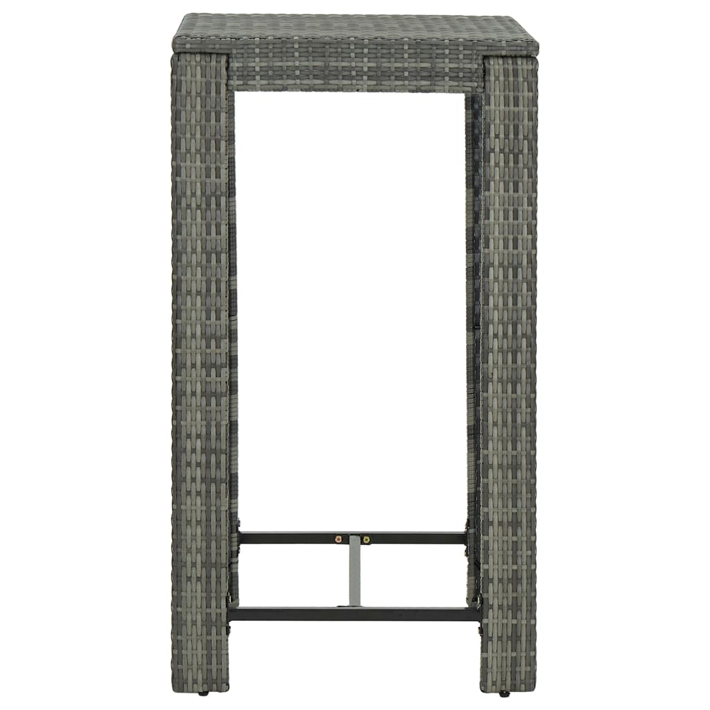 Set Bar da Giardino 3 pz con Cuscini in Polyrattan Grigio - homemem39