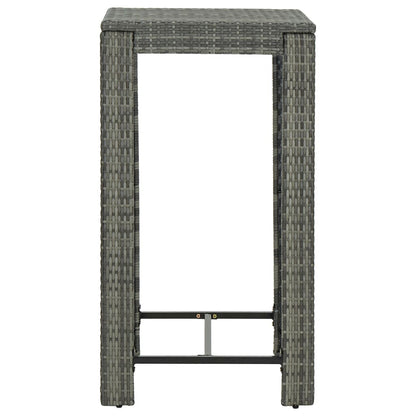 Set Bar da Giardino 3 pz con Cuscini in Polyrattan Grigio - homemem39