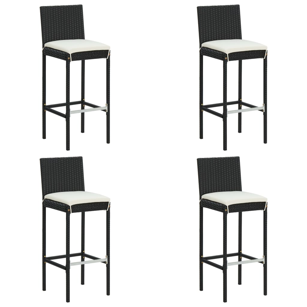 Set Bar da Giardino 5 pz con Cuscini Polyrattan Nero | homemem39