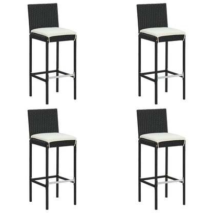 Set Bar da Giardino 5 pz con Cuscini Polyrattan Nero | homemem39