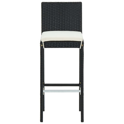 Set Bar da Giardino 5 pz con Cuscini Polyrattan Nero | homemem39