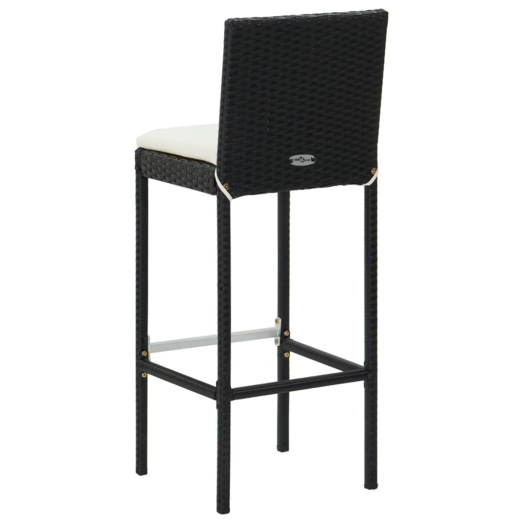 Set Bar da Giardino 5 pz con Cuscini Polyrattan Nero | homemem39