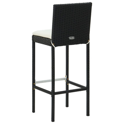 Set Bar da Giardino 7 pz con Cuscini in Polyrattan Nero - homemem39
