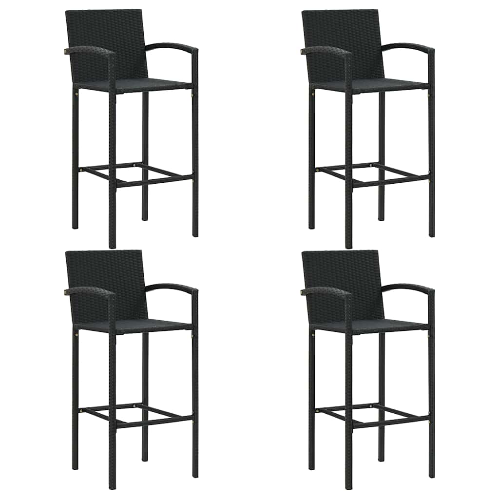 Set Bar da Giardino 5 pz con Braccioli in Polyrattan Nero | homemem39