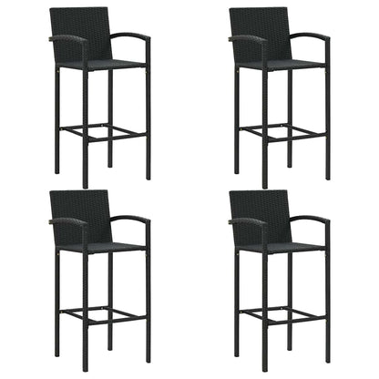 Set Bar da Giardino 5 pz con Braccioli in Polyrattan Nero | homemem39