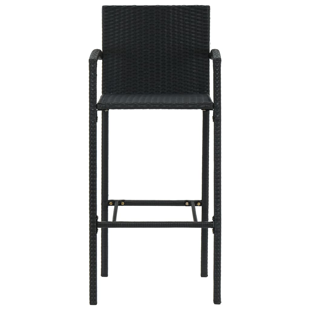 Set Bar da Giardino 5 pz con Braccioli in Polyrattan Nero | homemem39