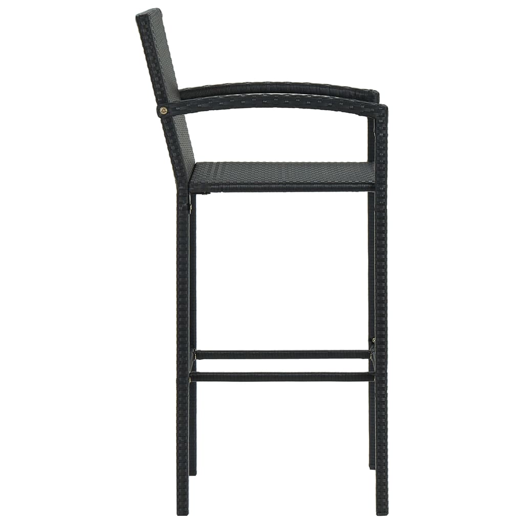Set Bar da Giardino 5 pz con Braccioli in Polyrattan Nero | homemem39